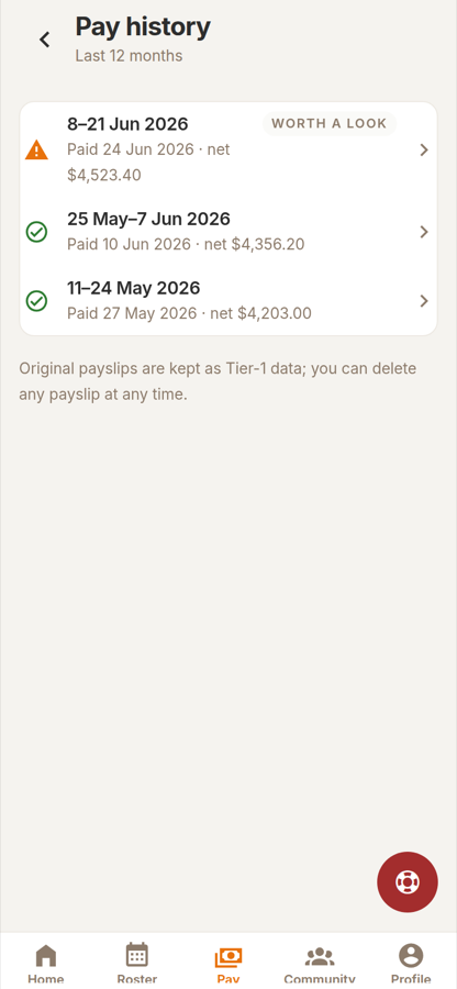 Pay history.