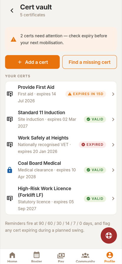 The Muster certification vault.